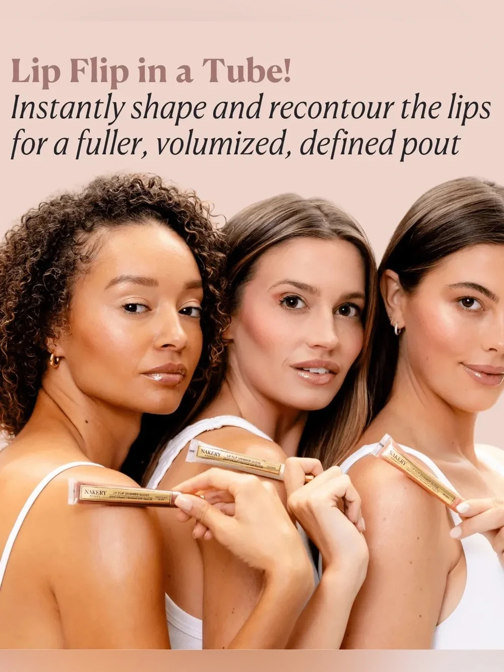 Nakery Lip Flip Shimmer Pearl & Peptide-Infused High-Shine Lipgloss - Rosey